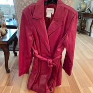 Pamela McCoy red leather coat, size Large